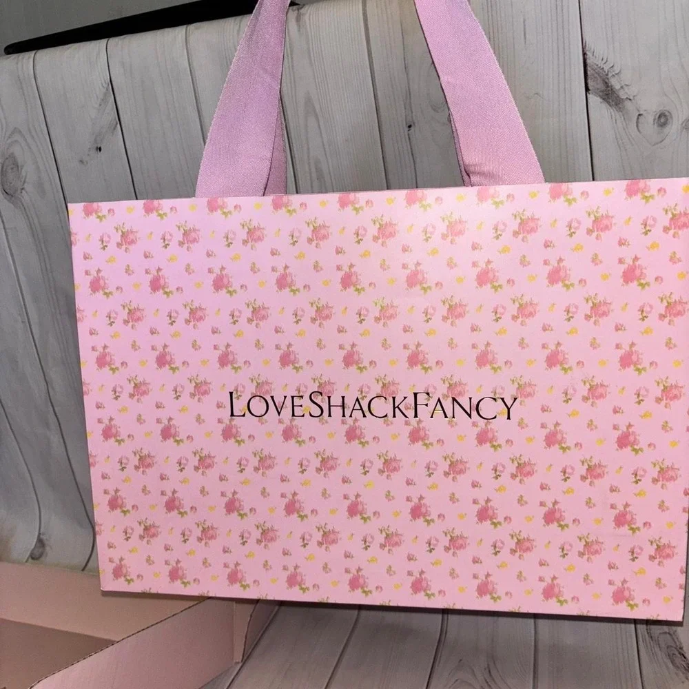 LoveShackFancy Ibiza sunset pink floral shopping gift bag tote bag